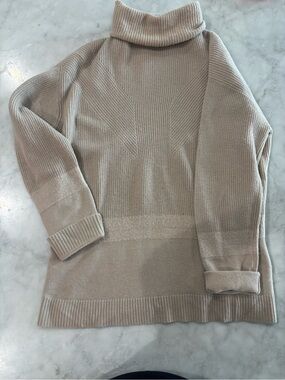 Lafayette 148 New York Wool Beige Taupe Turtleneck Sweater